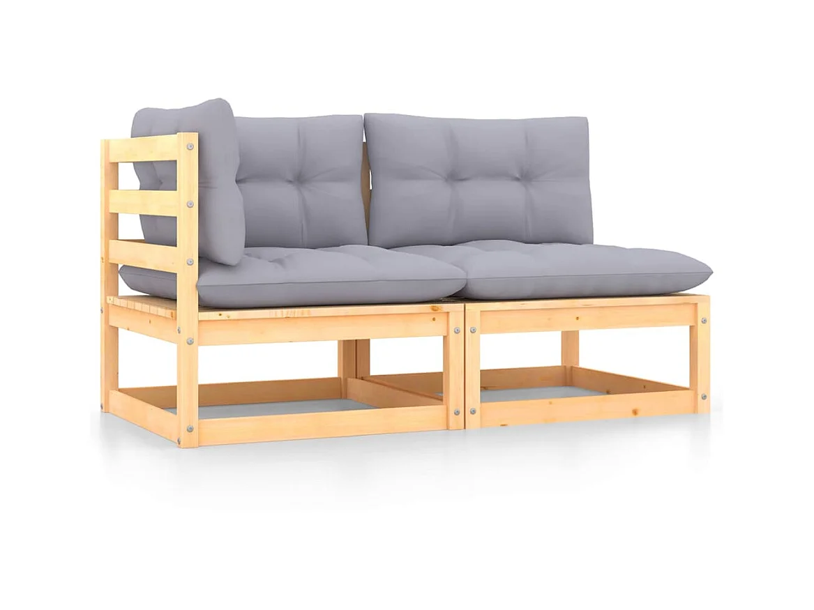 2 pcs Canapés de jardin avec coussins Bois de pin massif PWRS78475