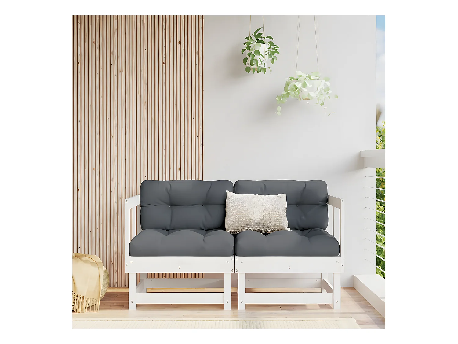 Canapés d'angle avec coussins 2 pcs blanc bois de pin massif PWRS47212