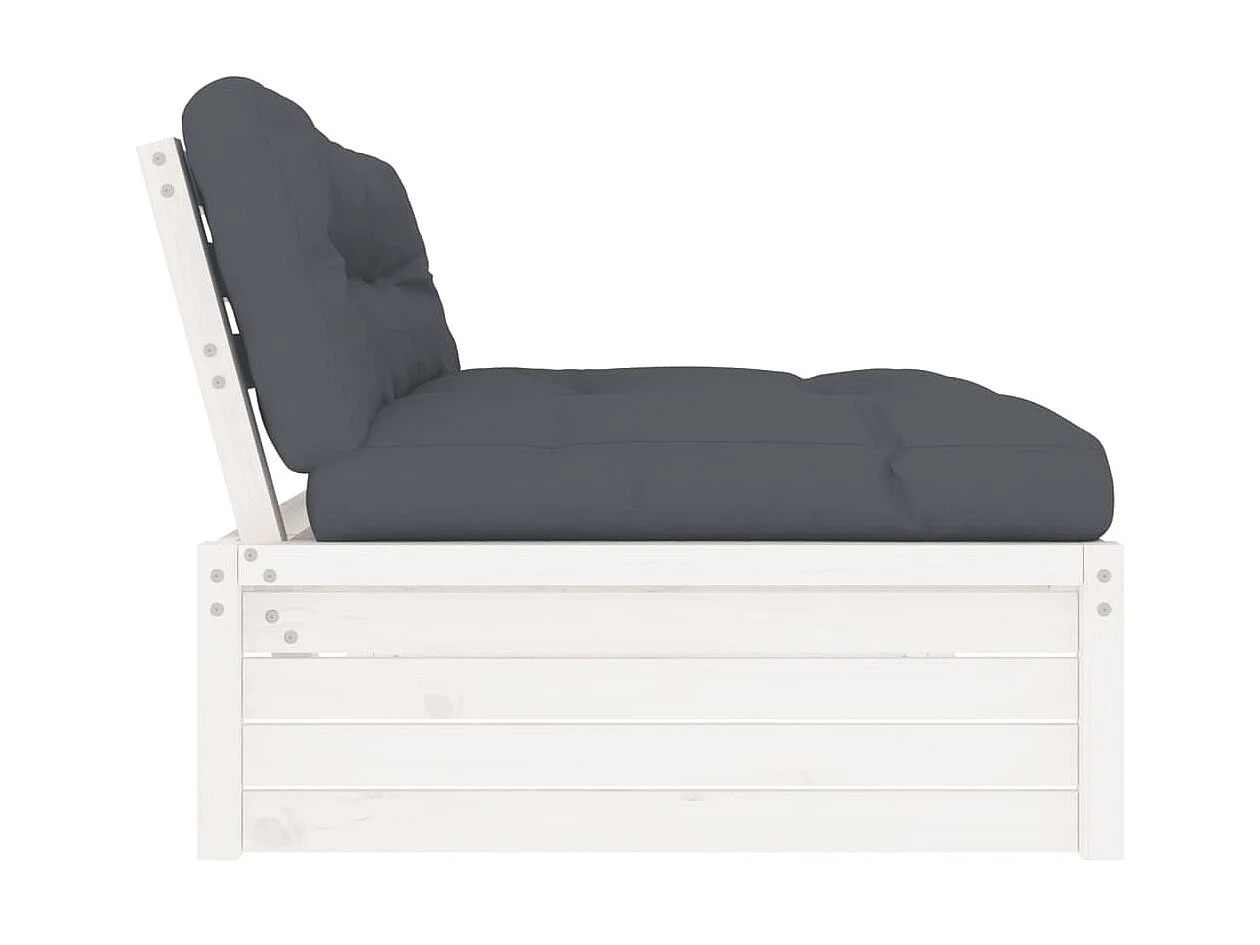 Canapé central de jardin 120x80 cm blanc bois de pin massif PWRS56062