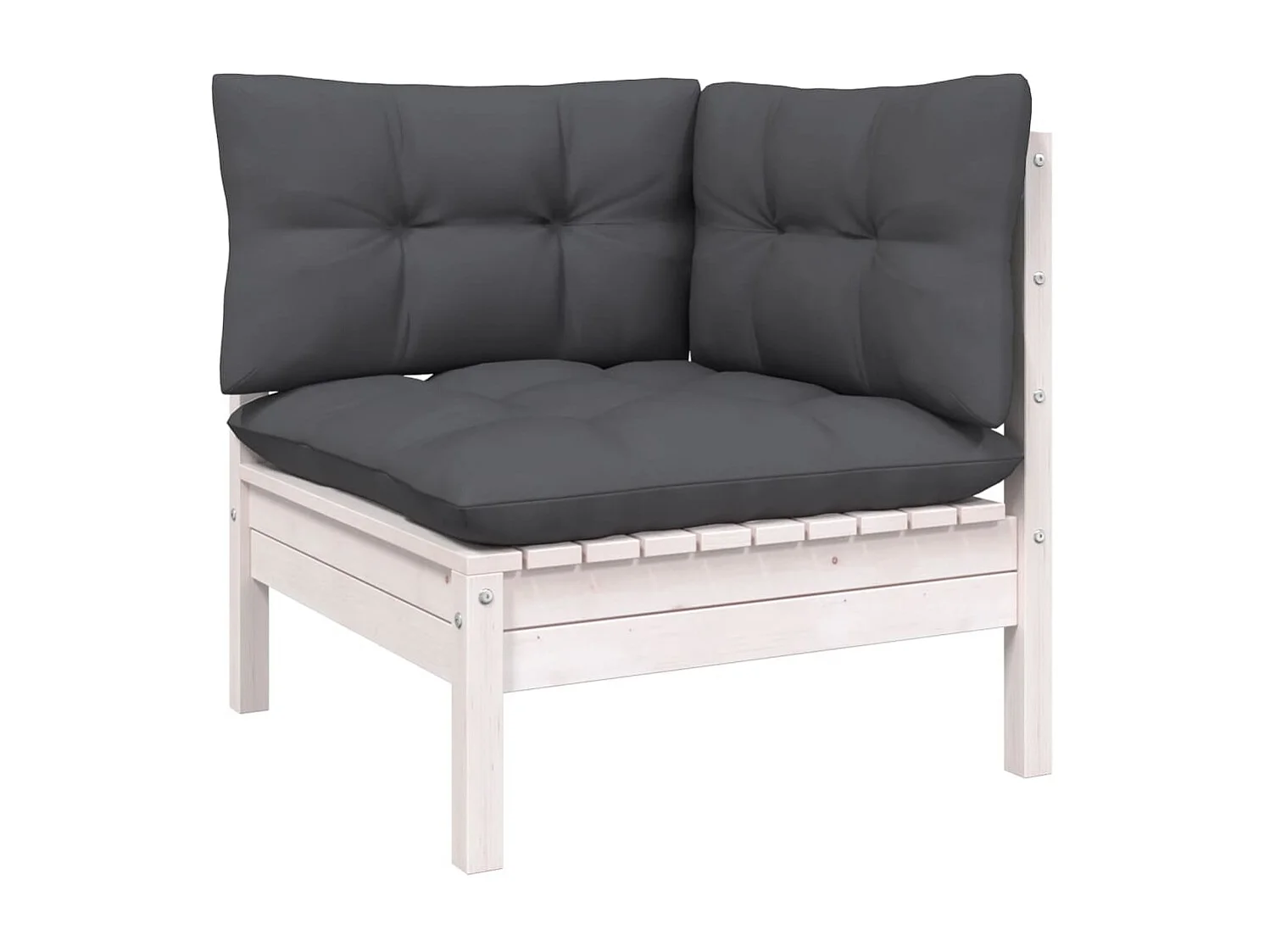 Juego de muebles de jardín 3 pzas y cojines blanco madera pino KOW24283