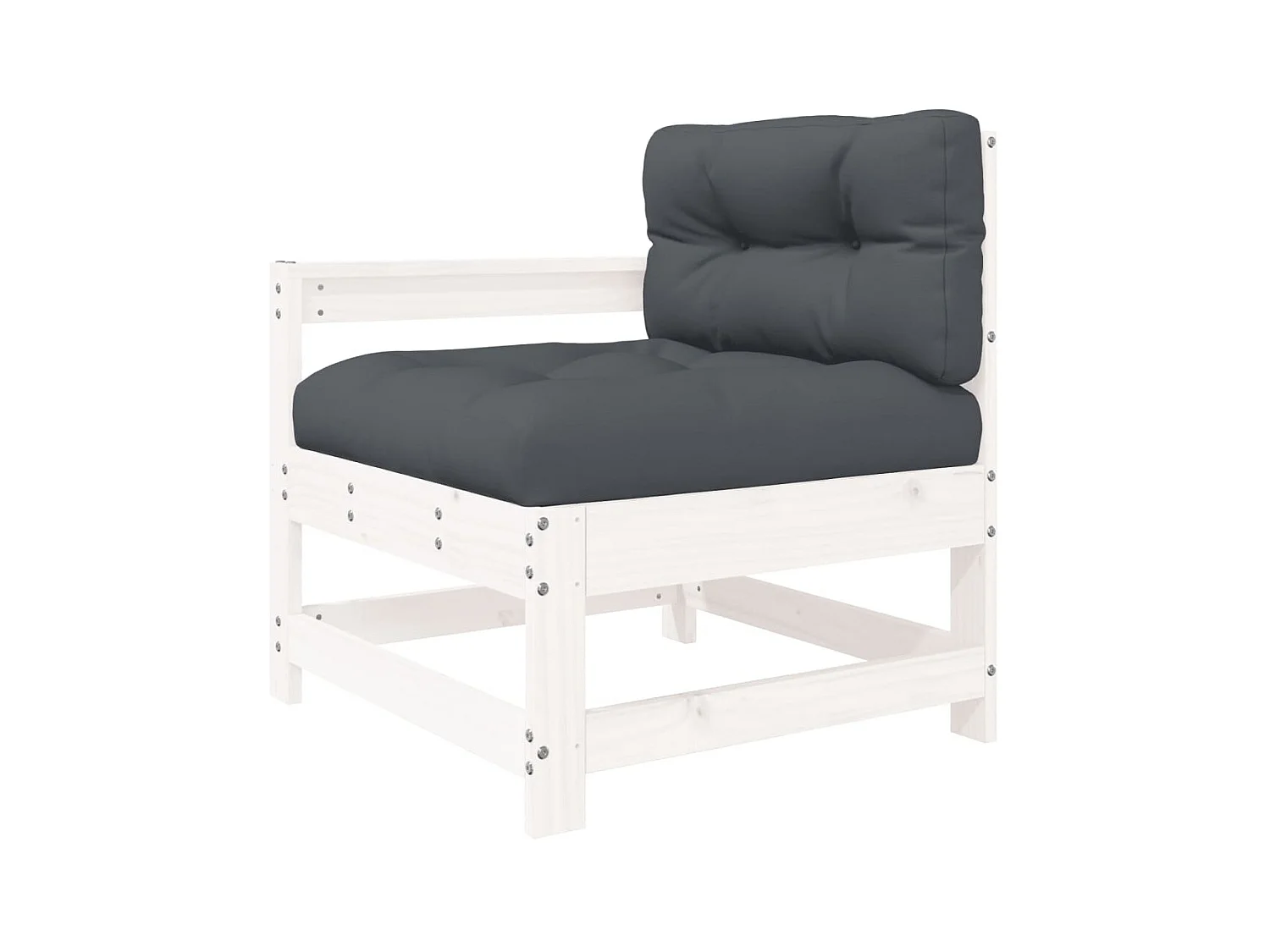 3-tlg. Garten-Sitzgruppe: Sofa + Tisch | Garten-Lounge-Set mit Kissen Weiß Massivholz -GKD488337