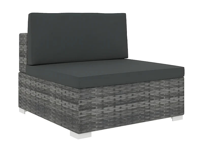 Asiento seccional central con cojines 1ud ratán sintético gris KOW38206