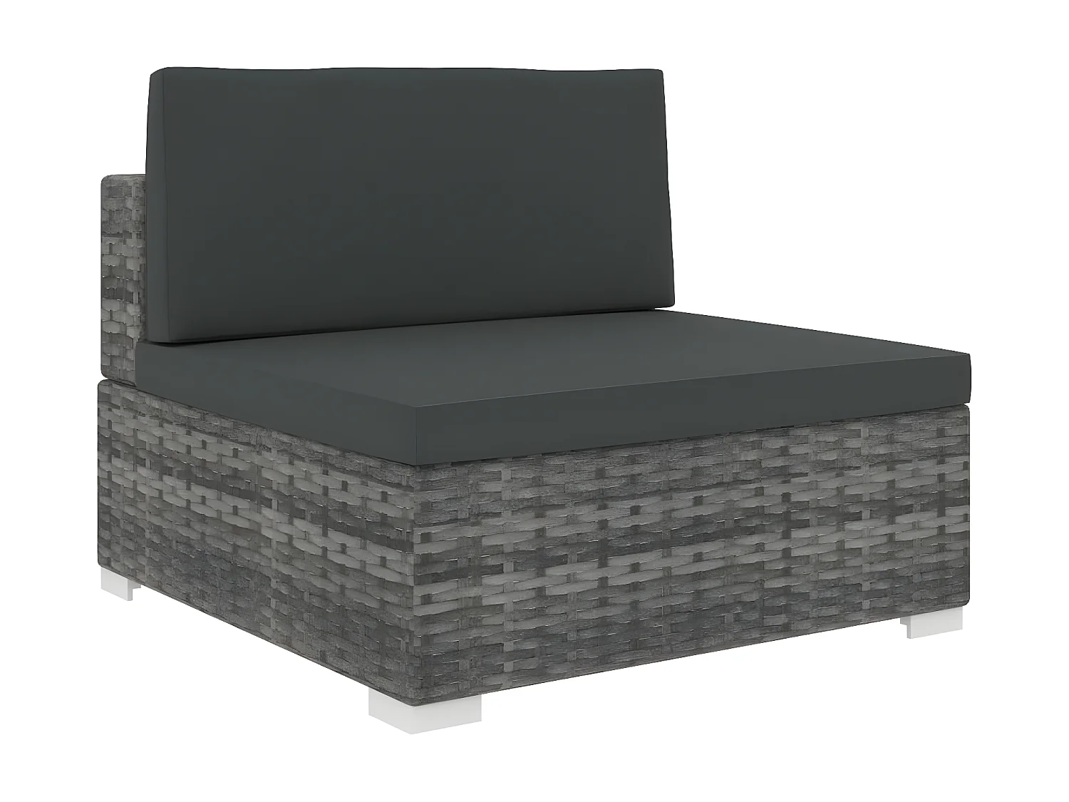 Asiento seccional central con cojines 1ud ratán sintético gris KOW38206