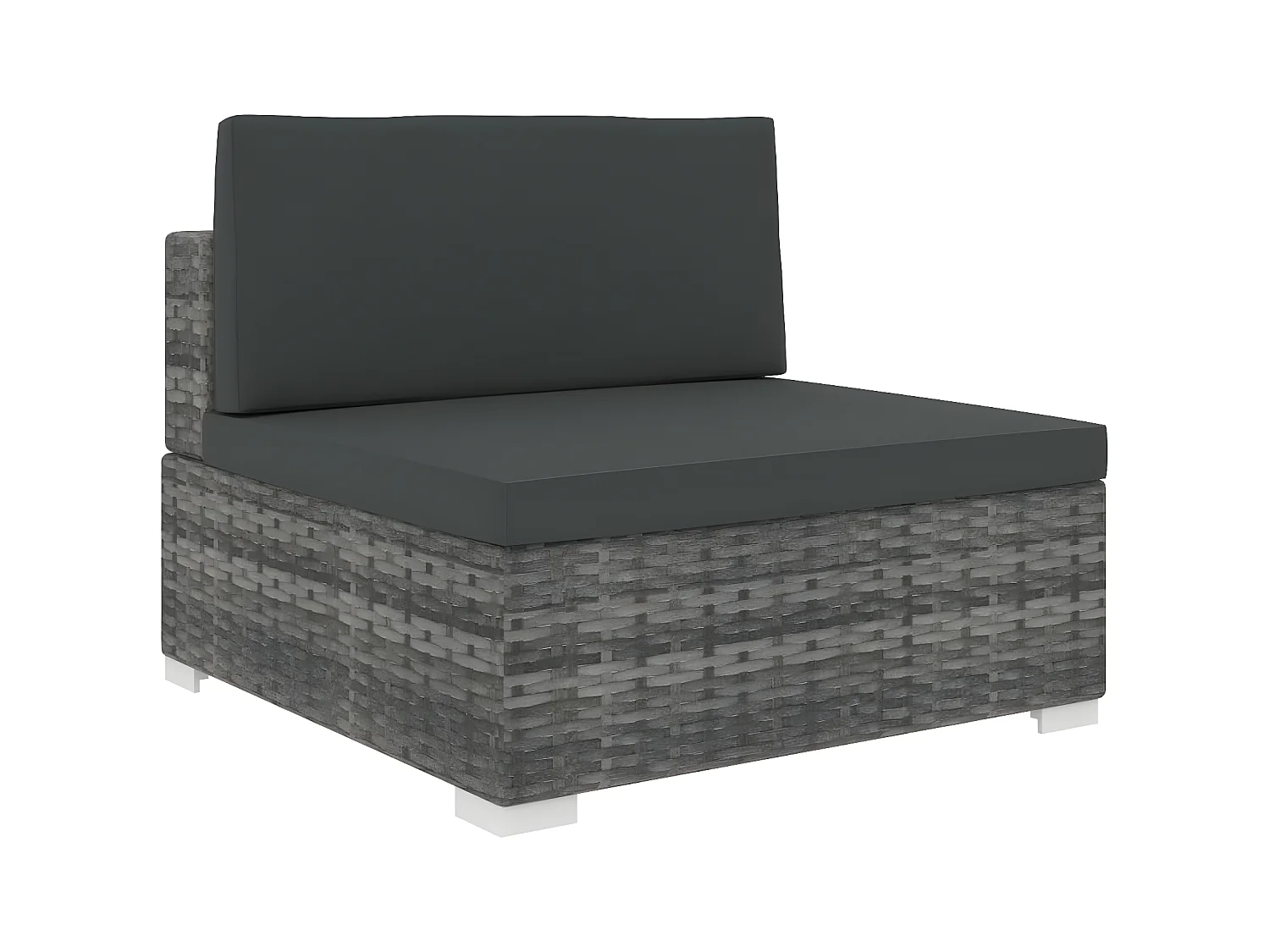 Canapé central sectionnel 1 pc et coussins Résine tressée Gris PWRS32631