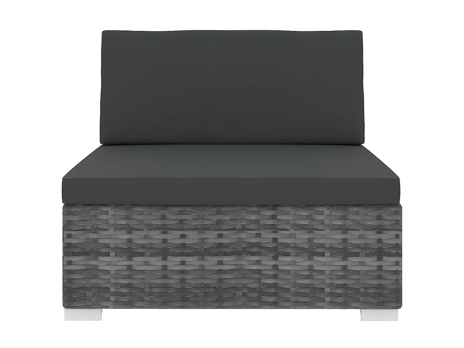 Canapé central sectionnel 1 pc et coussins Résine tressée Gris PWRS32631