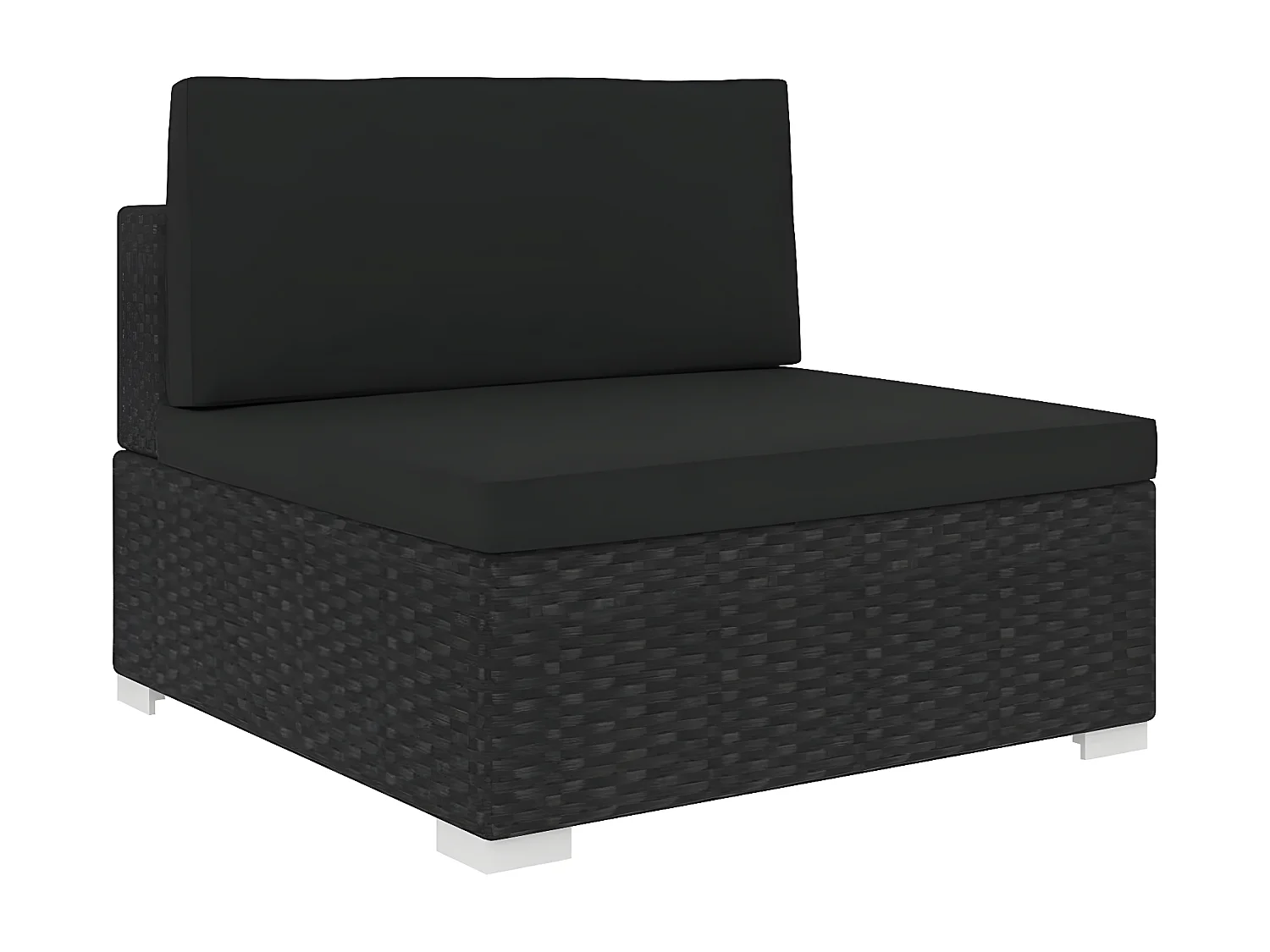 Canapé central sectionnel 1 pc et coussins Résine tressée Noir PWRS83546