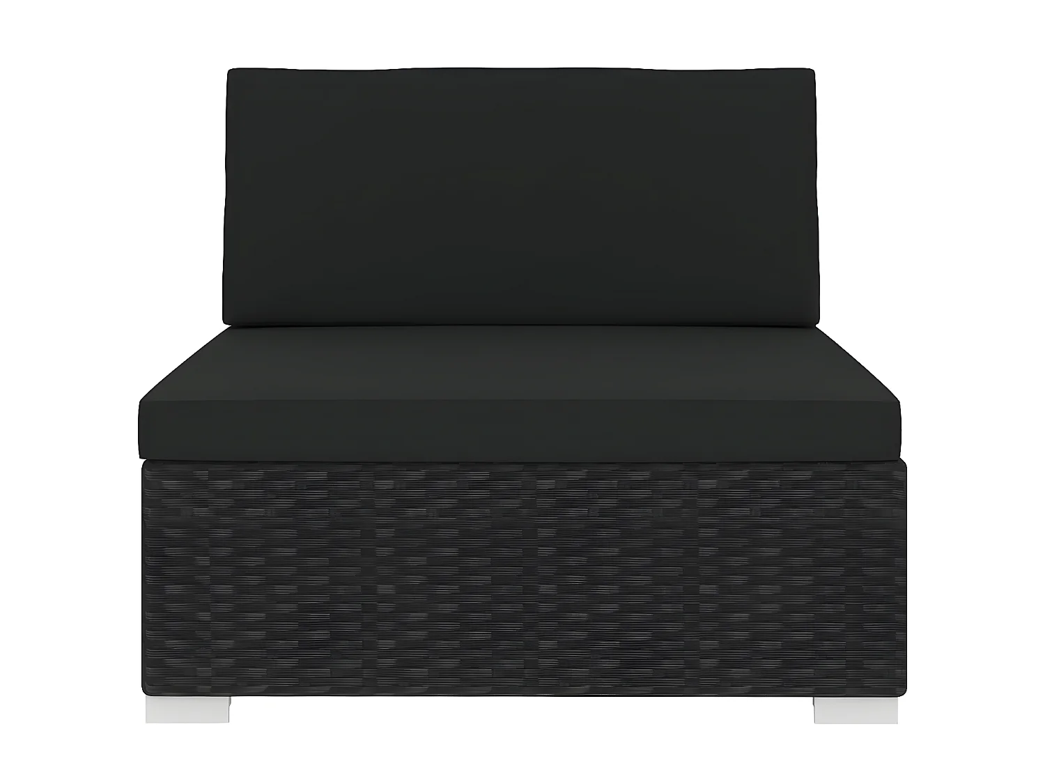 Canapé central sectionnel 1 pc et coussins Résine tressée Noir PWRS83546