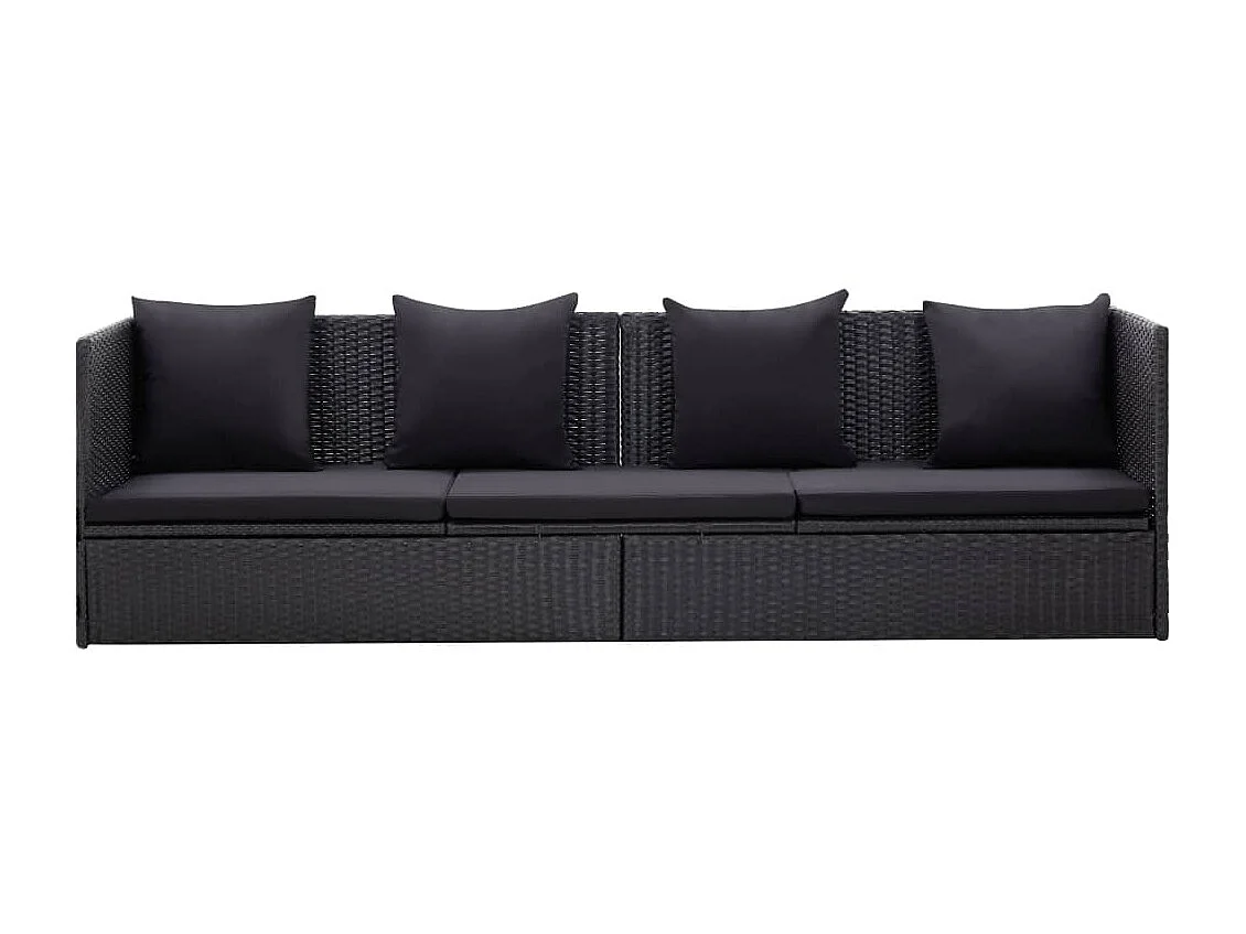 Sofá de jardín con cojines y almohadas ratán sintético negro KOW64152