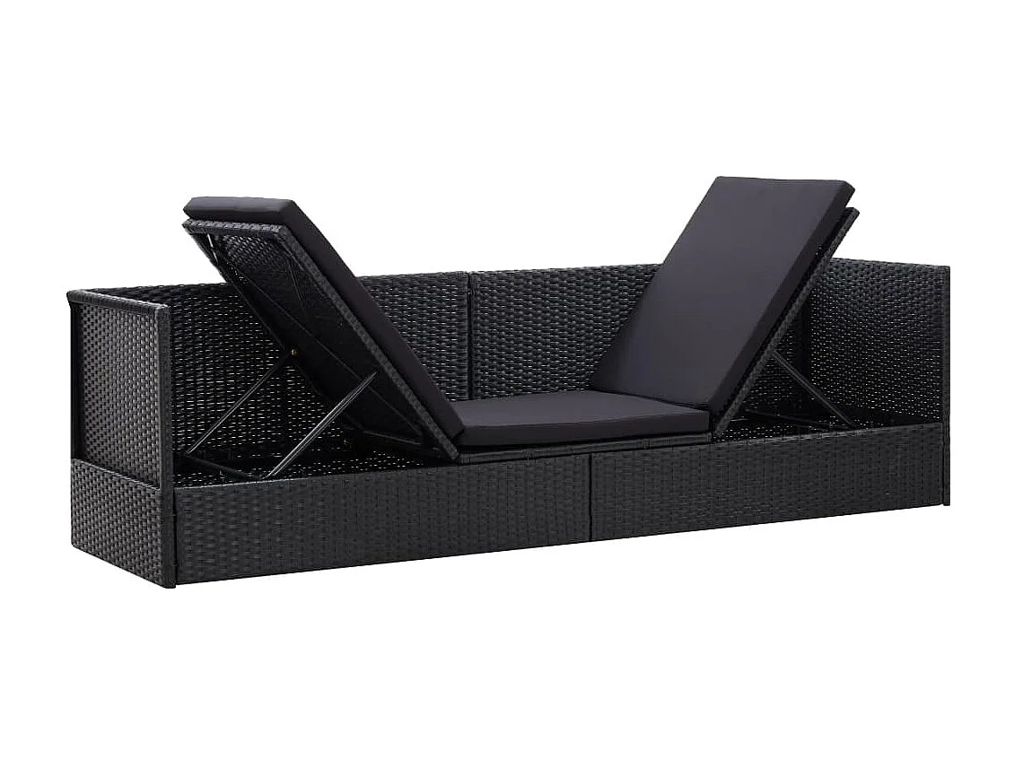 Sofá de jardín con cojines y almohadas ratán sintético negro KOW64152