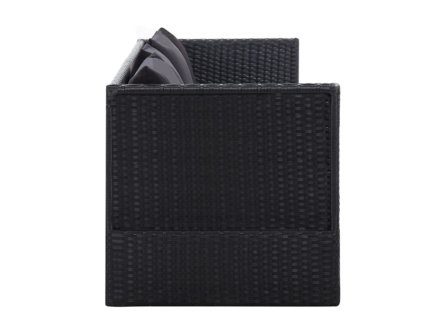 Canapé de jardin avec coussin et oreiller Résine tressée Noir PEWV31982