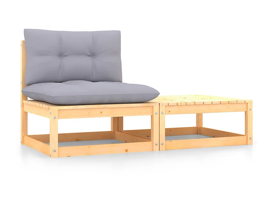 2-tlg. Garten-Sitzgruppe | Garten-Lounge-Set mit Kissen Kiefer Massivholz -GKD752737