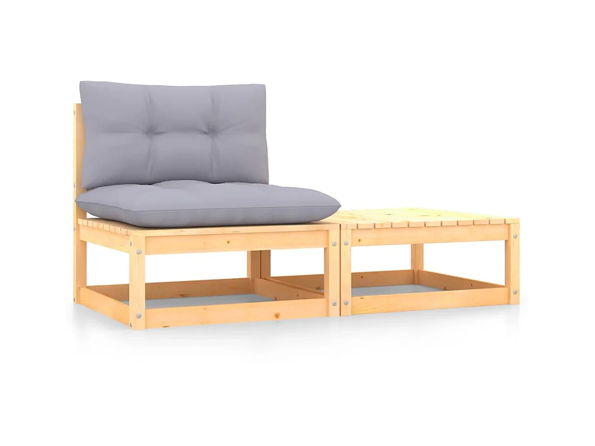 2 pcs Canapés de jardin avec coussins Bois de pin massif PWRS83683