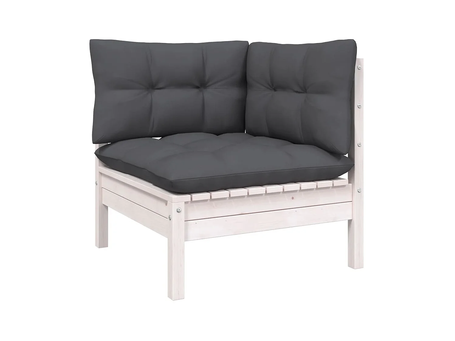 Canapé d'angle de jardin avec coussins Blanc Bois de pin massif PWRS77851