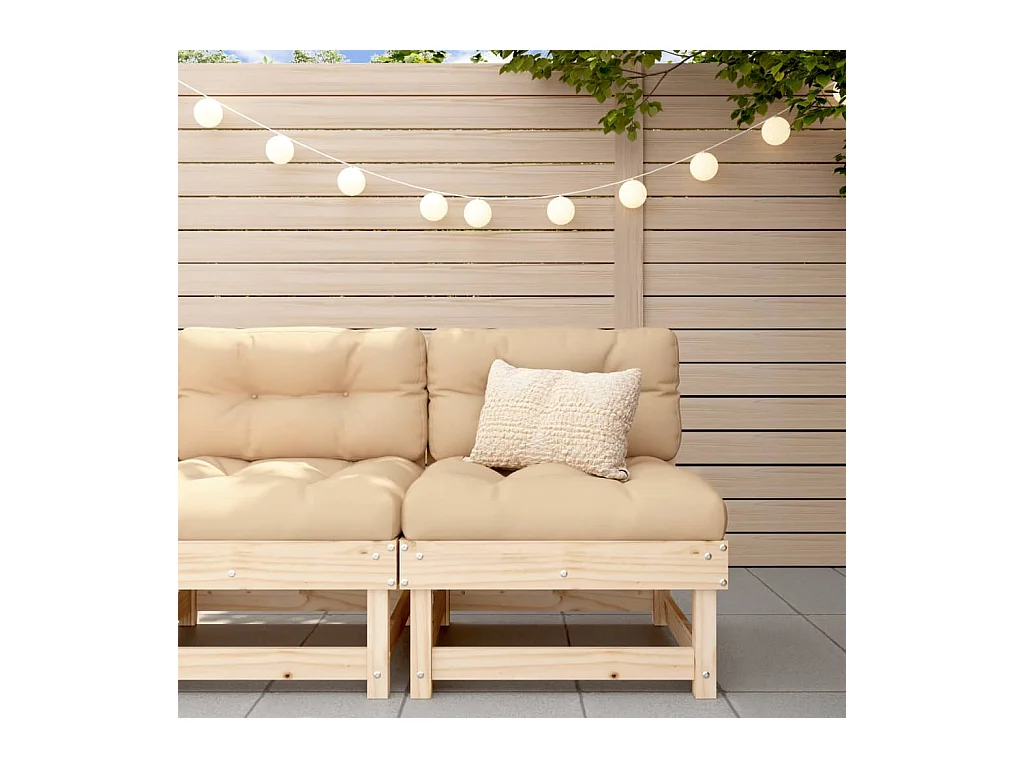 Canapé central de jardin avec coussins bois de pin massif PWRS43373