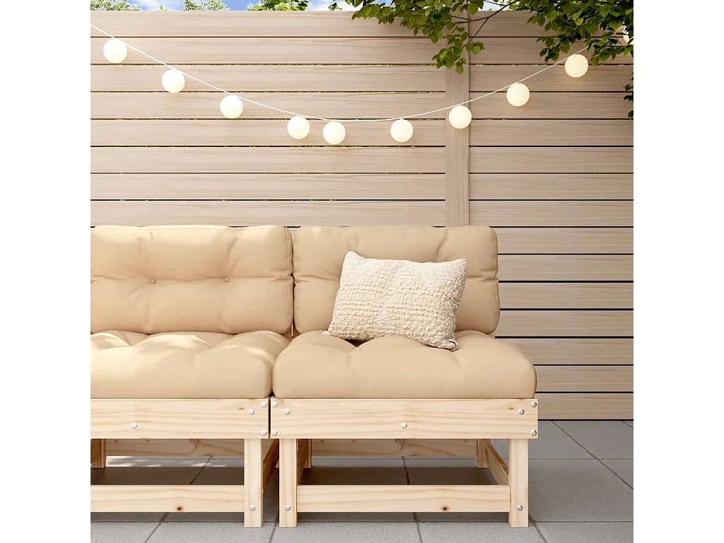 Canapé central de jardin avec coussins bois de pin massif PWRS43373