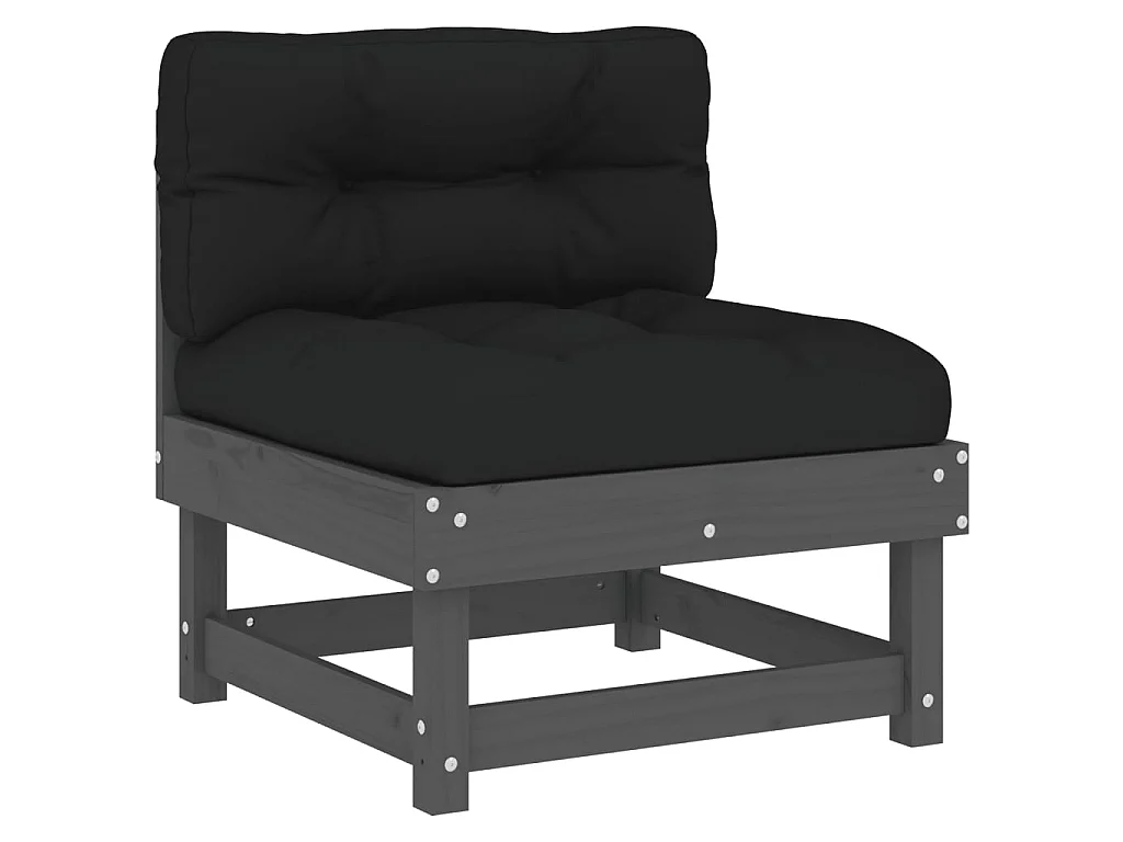 Sofá central con cojines madera maciza de pino gris KOW17409