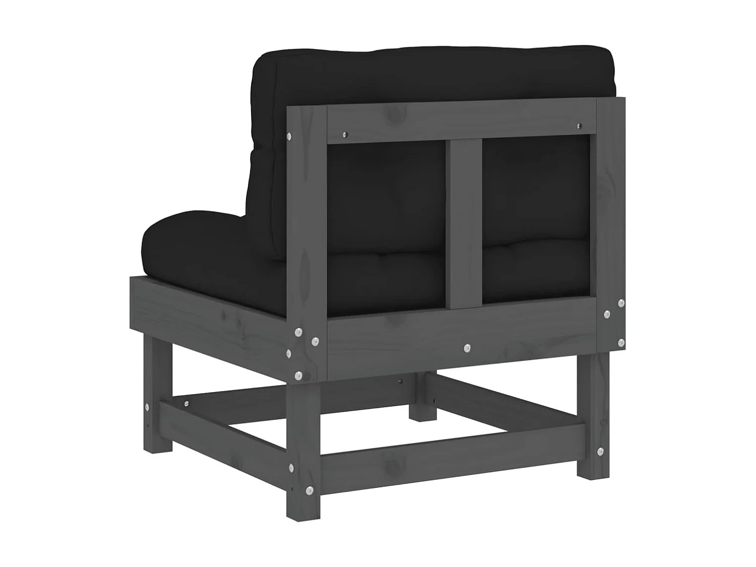 Sofá central con cojines madera maciza de pino gris KOW17409