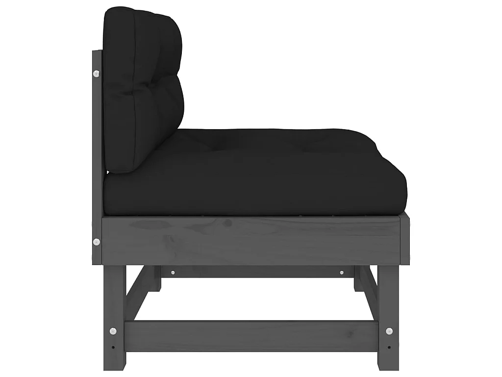 Middenbank met kussens massief grenenhout grijs NL939881