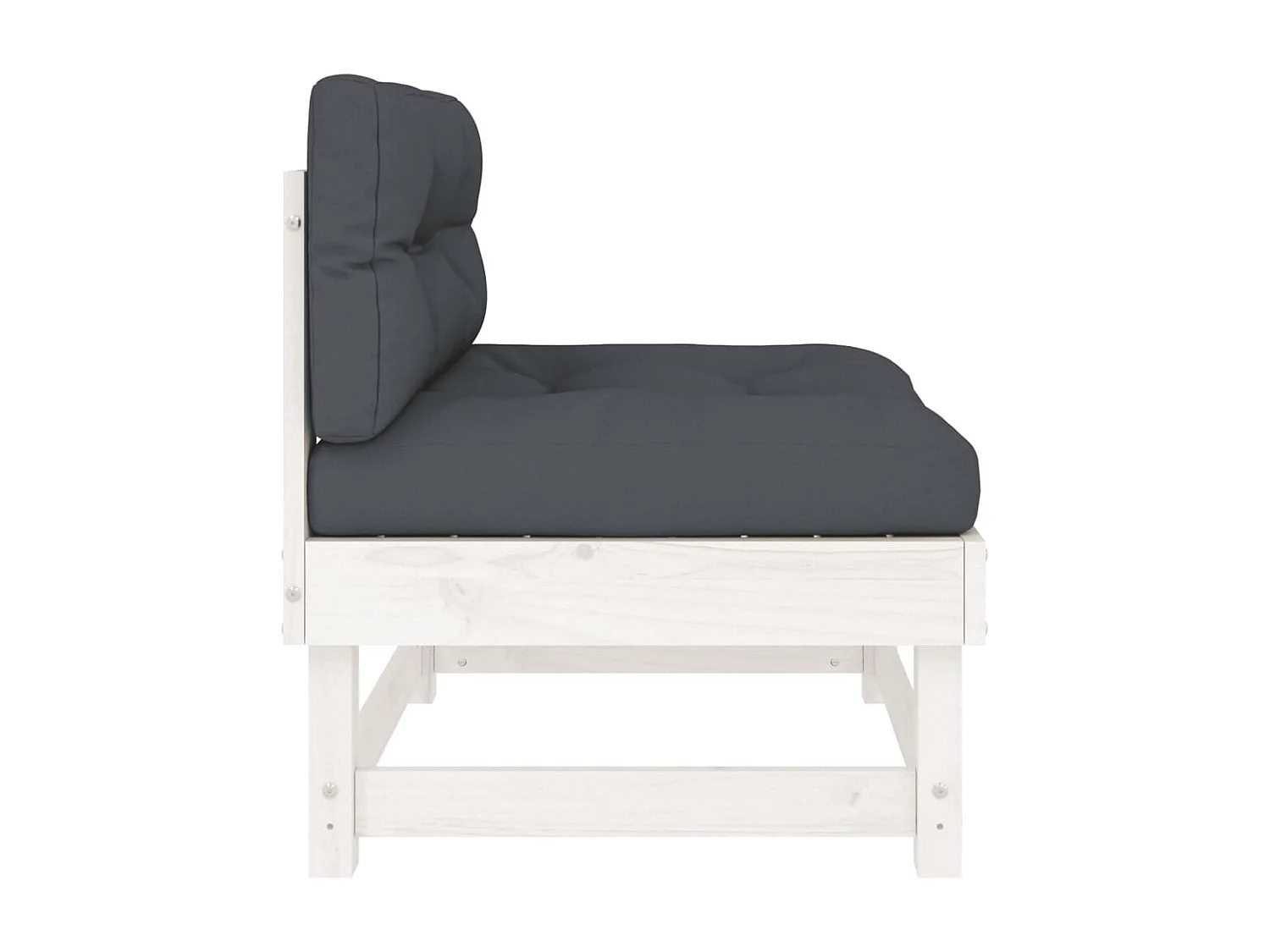 Canapé central de jardin avec coussins blanc bois de pin massif PWRS62190