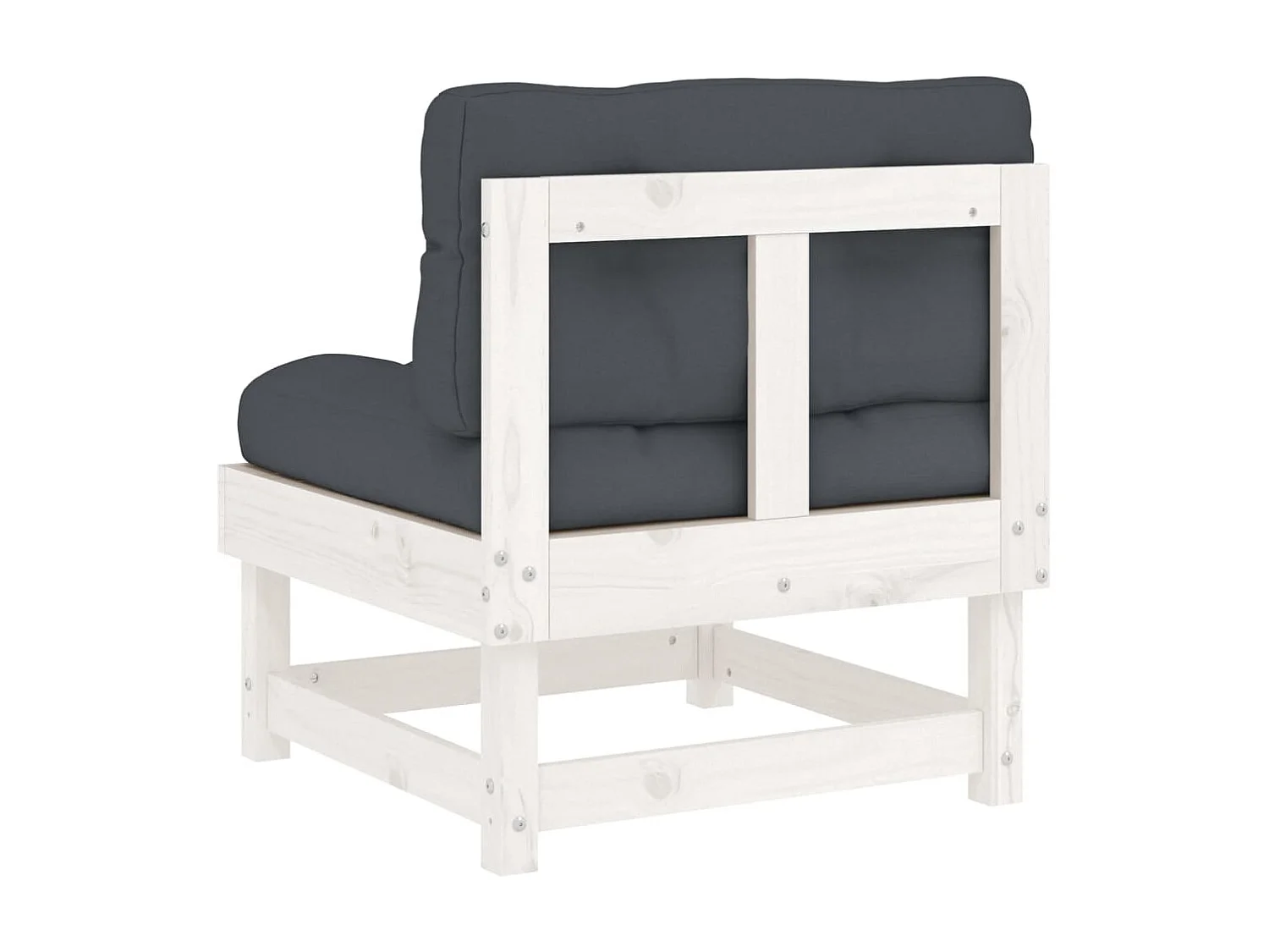 Canapé central de jardin avec coussins blanc bois de pin massif PWRS62190