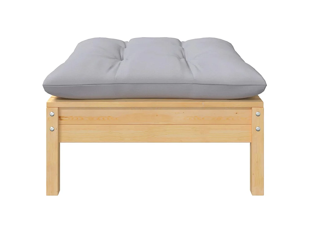 Canapé 2 places de jardin et coussins gris Bois de pin solide PWRS75258