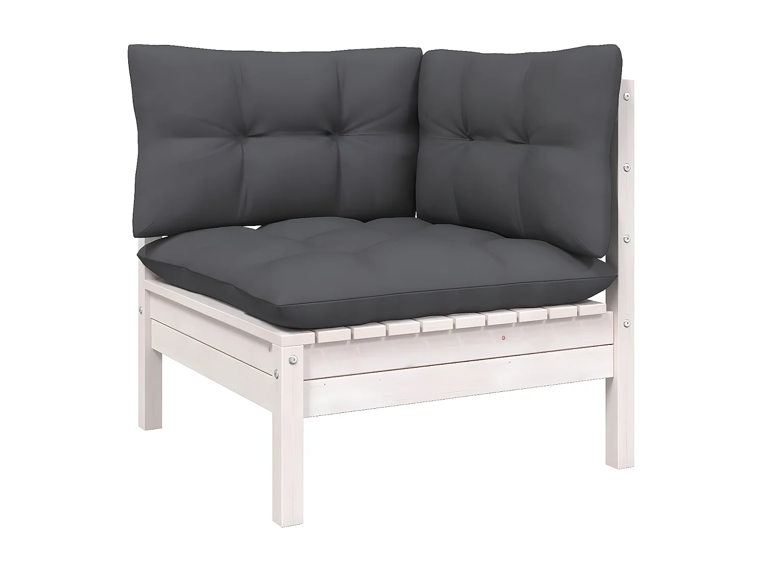 Juego de muebles de jardín 3 pzas y cojines blanco madera pino KOW56821