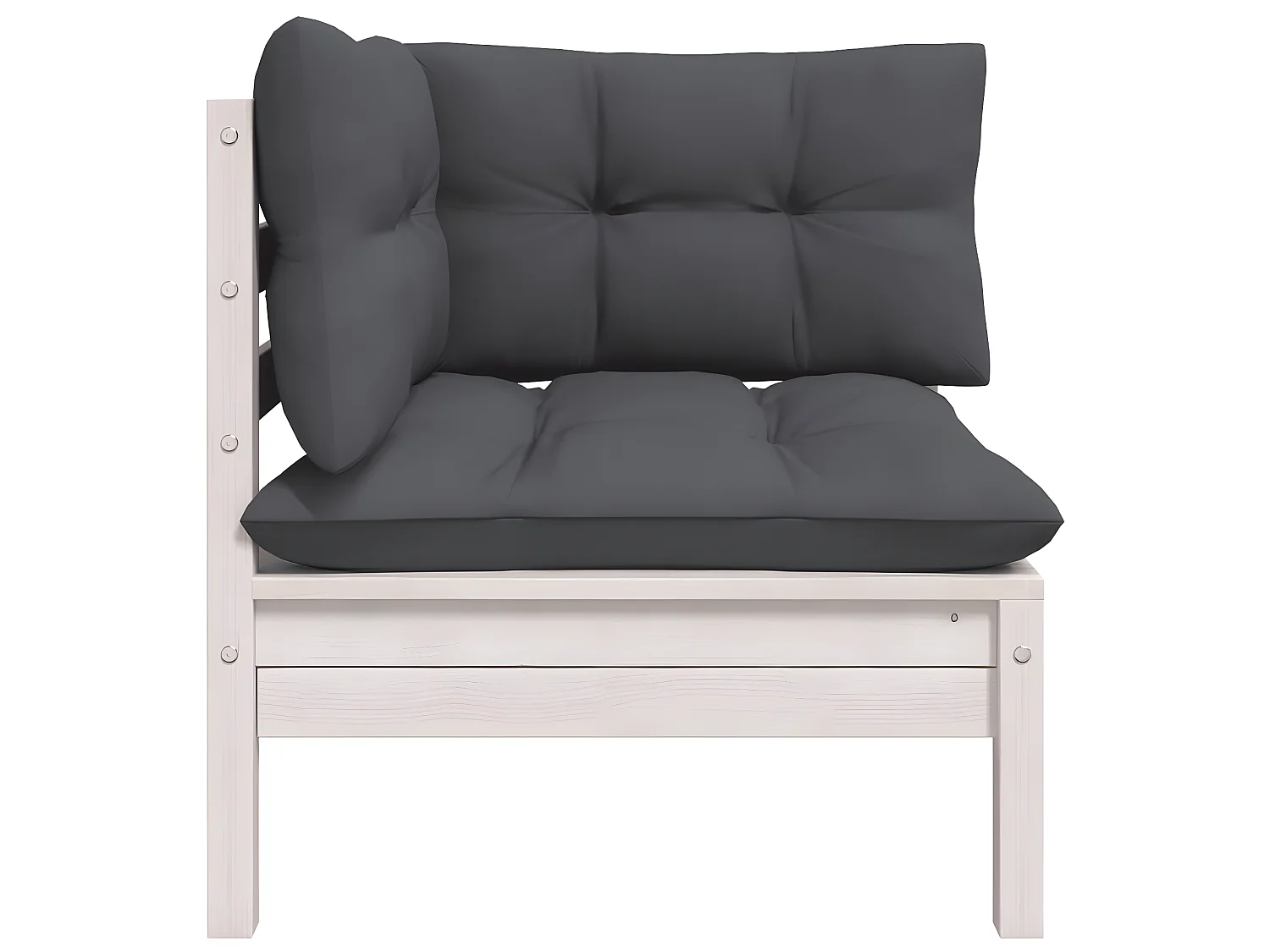 Juego de muebles de jardín 3 pzas y cojines blanco madera pino KOW56821