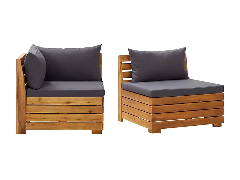 2-tlg. Garten-Sitzgruppe | Garten-Lounge-Set mit Kissen Massivholz Akazie -GKD428737