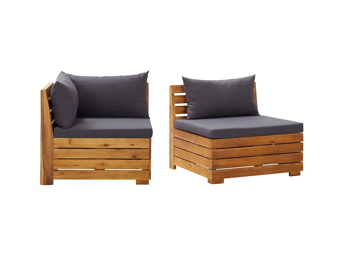 2-tlg. Garten-Sitzgruppe | Garten-Lounge-Set mit Kissen Massivholz Akazie -GKD428737