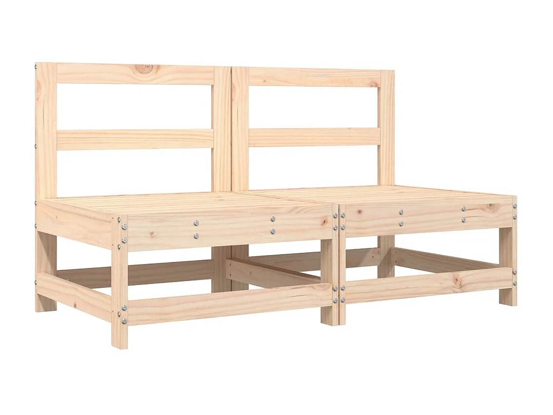 2 uds Sofás centrales con cojines madera maciza de pino KOW10438