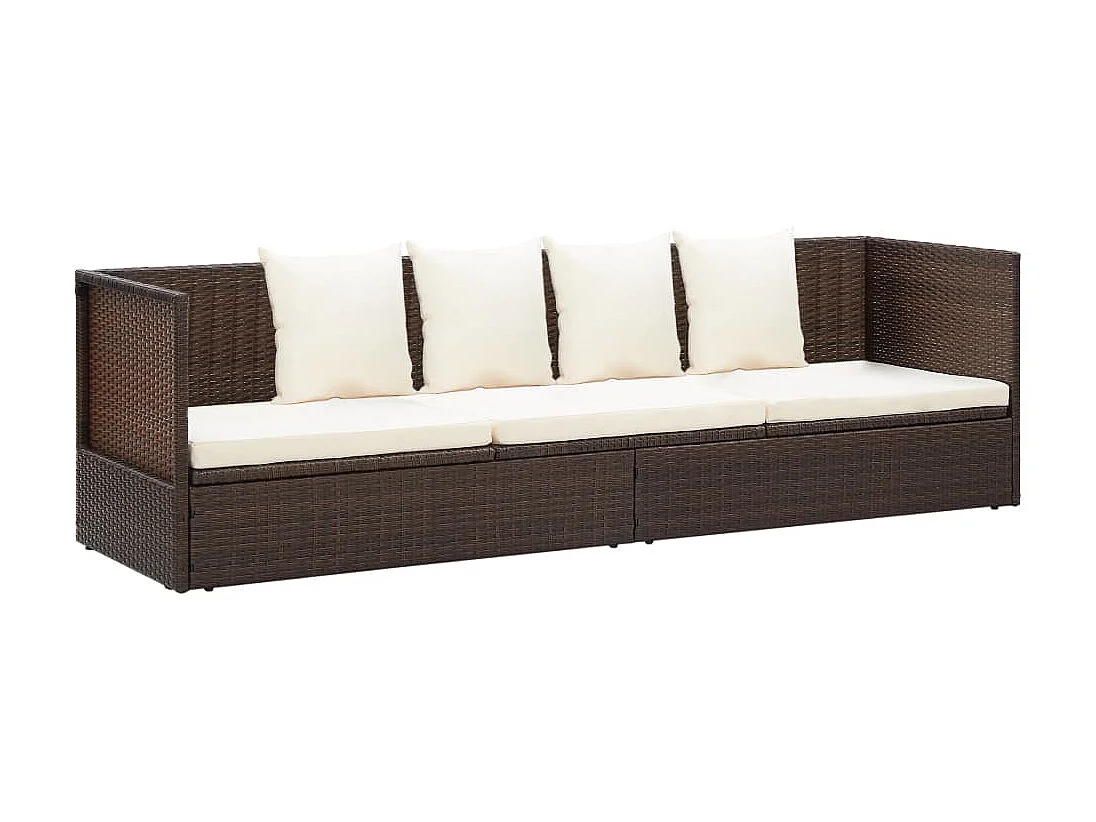 Canapé de jardin avec coussin et oreillers Résine tressée Marron PEWV46932