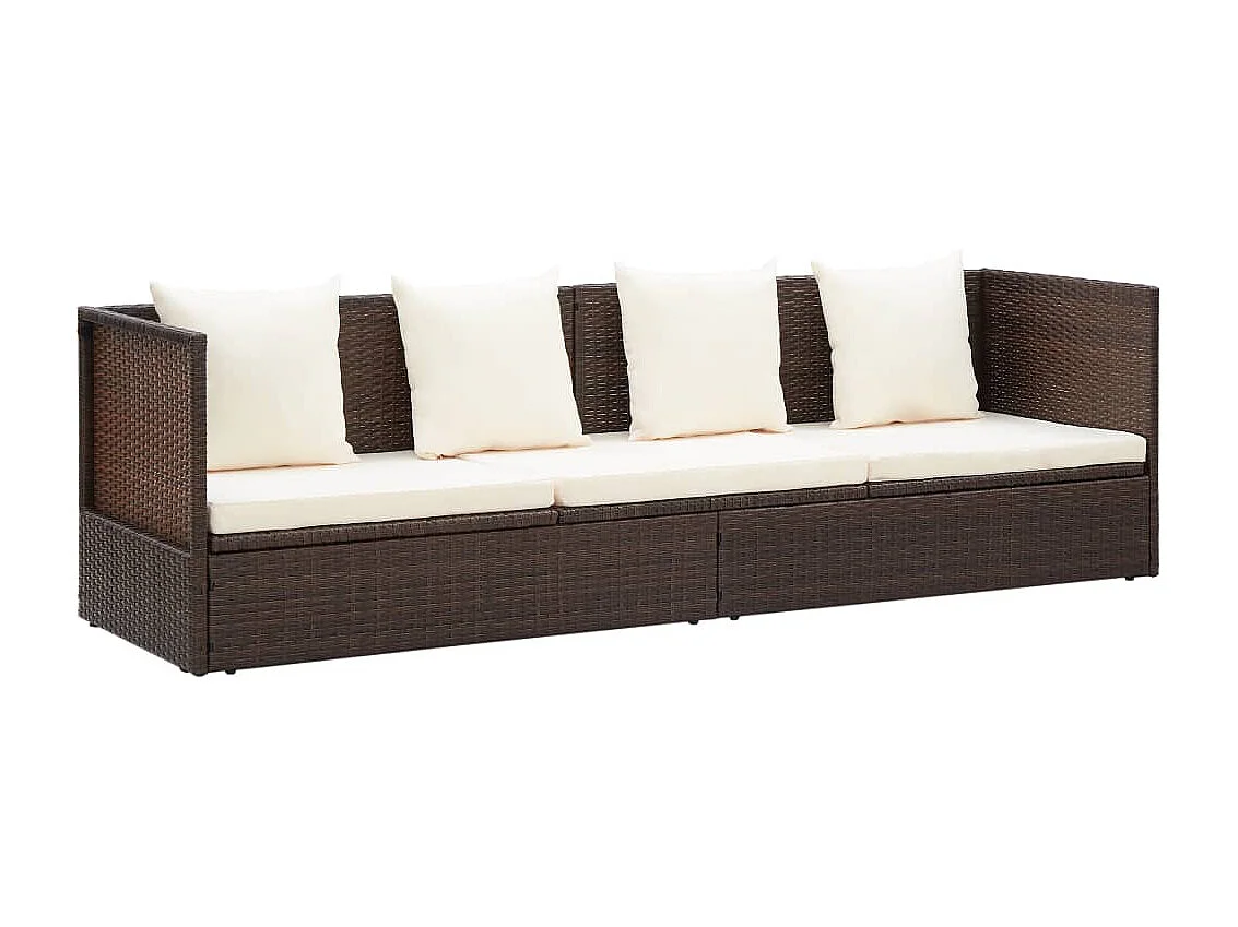 Canapé de jardin avec coussin et oreillers Résine tressée Marron PEWV46932