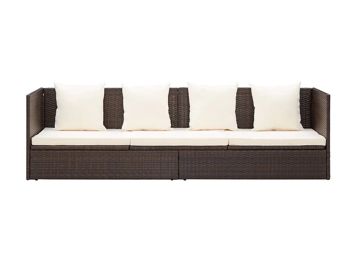 Canapé de jardin avec coussin et oreillers Résine tressée Marron PEWV46932