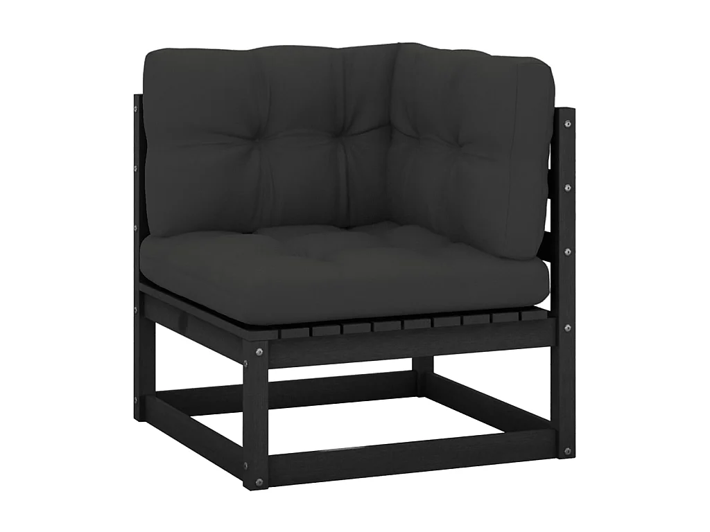 Canapé d'angle de jardin coussins anthracite Bois de pin massif PWRS67266