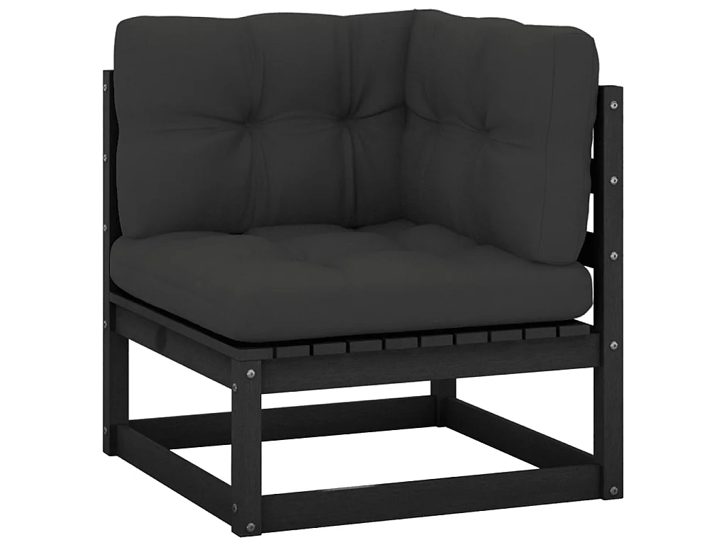 Canapé d'angle de jardin coussins anthracite Bois de pin massif PWRS67266