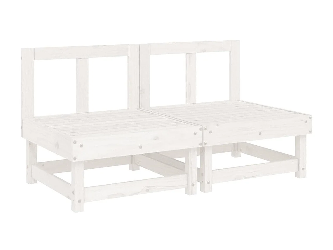 Canapés centraux de jardin avec coussins 2 pcs blanc bois de pin massif PWRS88519