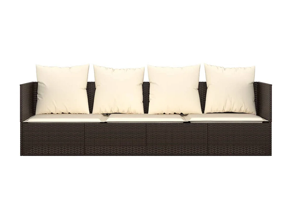 Canapé de jardin avec coussins Marron Résine tressée PEWV20041