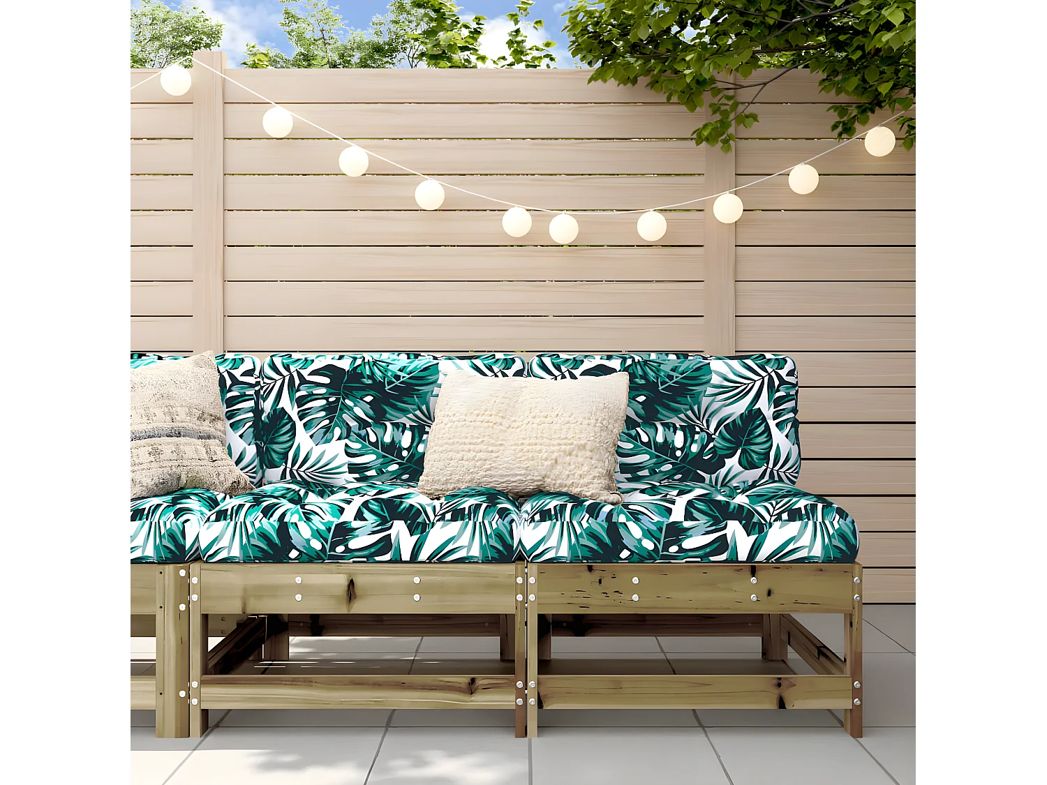 Canapés centraux de jardin avec coussins 2 pcs bois de pin imprégné PWRS51499