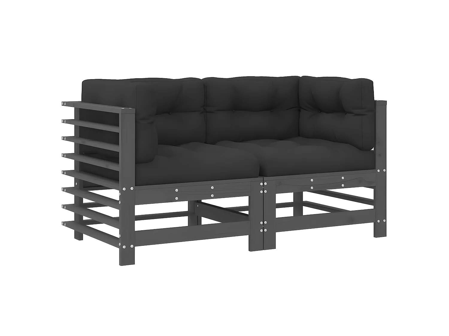 Canapés d'angle avec coussins 2 pcs gris bois de pin massif PWRS13259