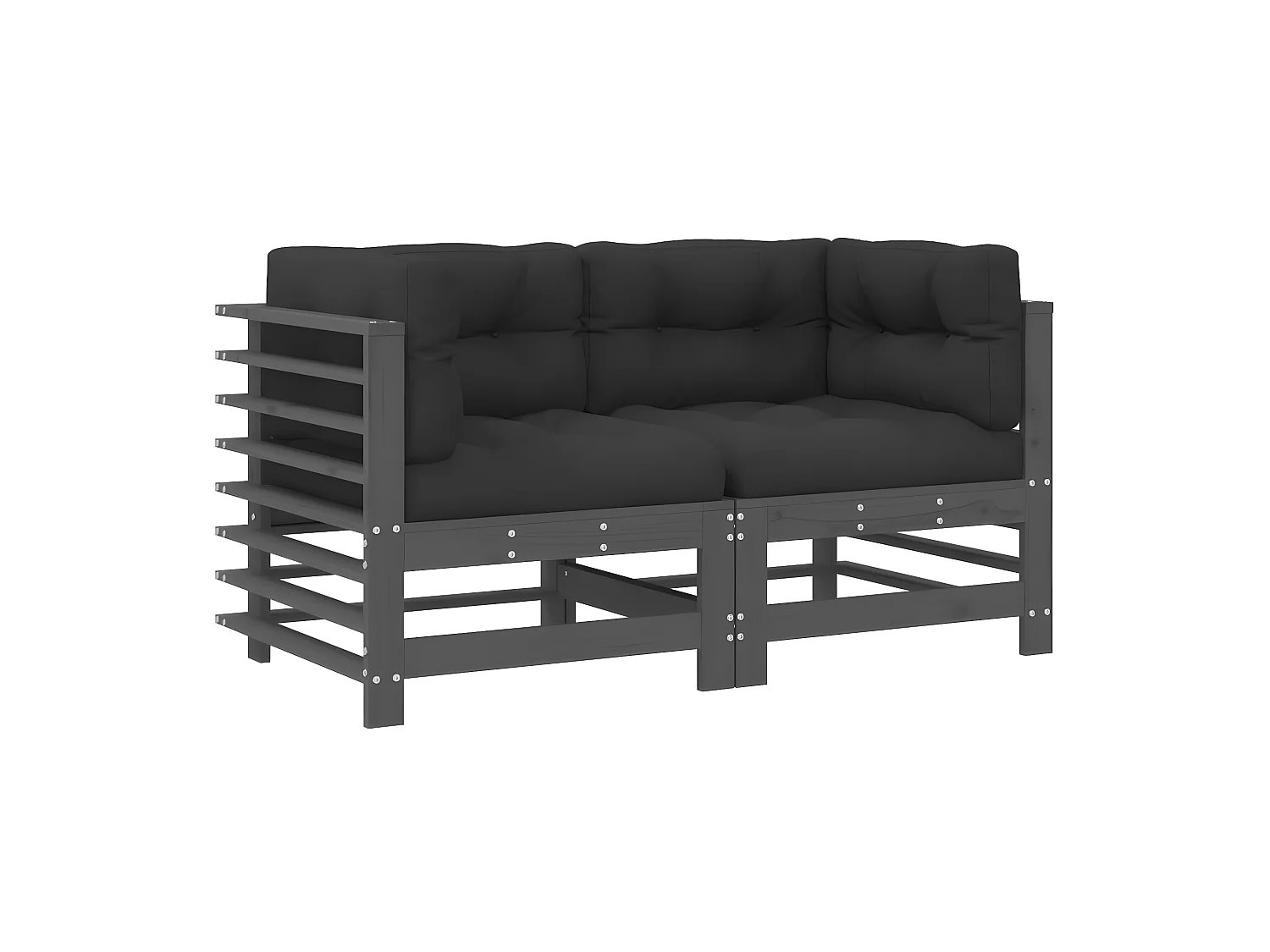 Canapés d'angle avec coussins 2 pcs gris bois de pin massif PWRS13259
