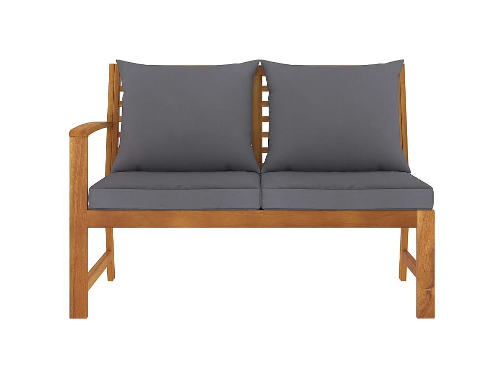 Canapé 2 places de jardin, Banc de jardin 114,5 cm avec coussin gris foncé Bois d'acacia PWRS92941