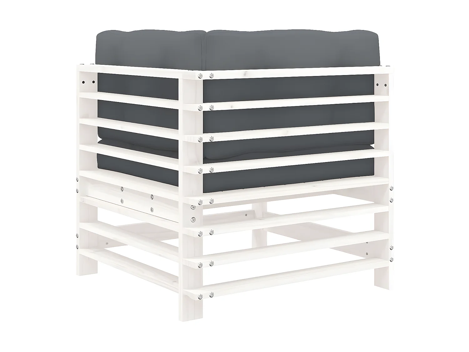 Sofá esquinero con cojines madera maciza de pino blanco KOW27378