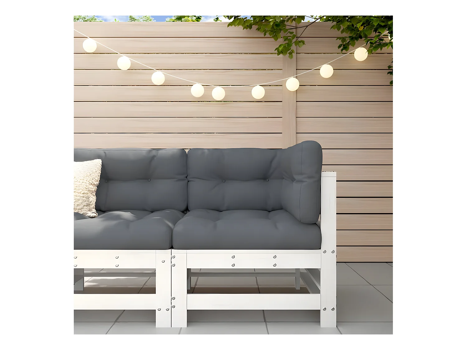 Canapé d'angle avec coussins blanc bois de pin solide PWRS50588