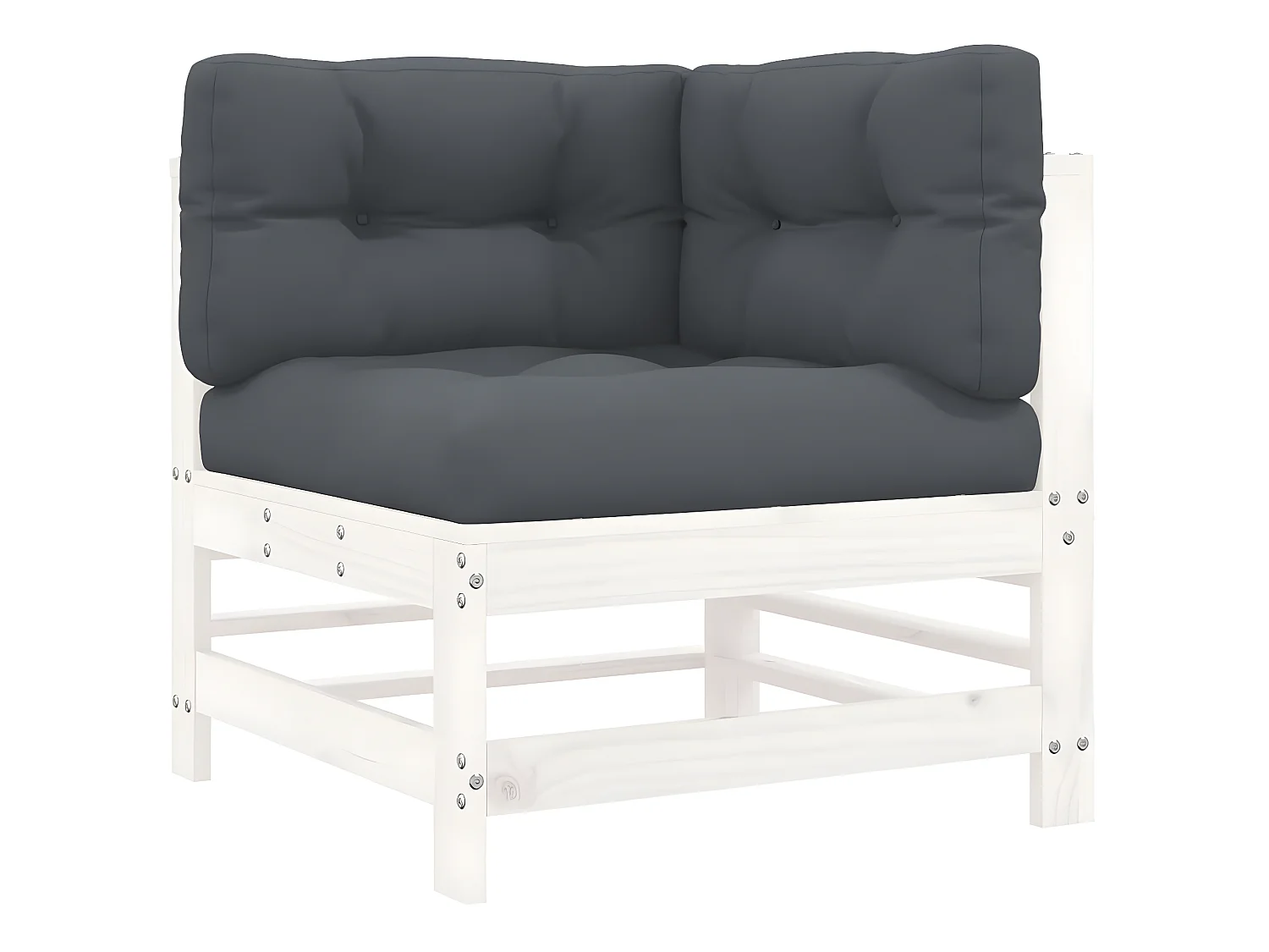 Sofá de canto com almofadões pinho maciço branco PT369390