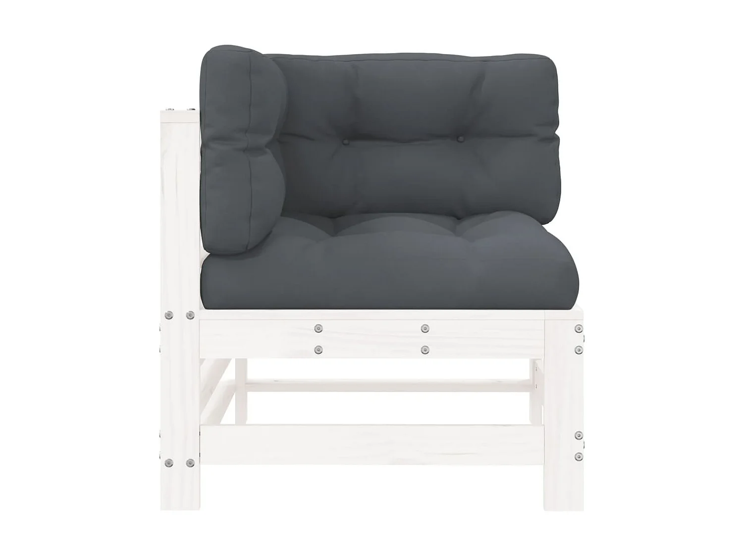 Sofá de canto com almofadões pinho maciço branco PT369390