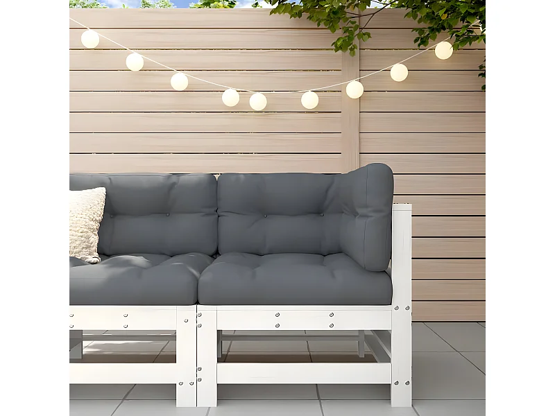 Canapé d'angle avec coussins blanc bois de pin solide PWRS50588