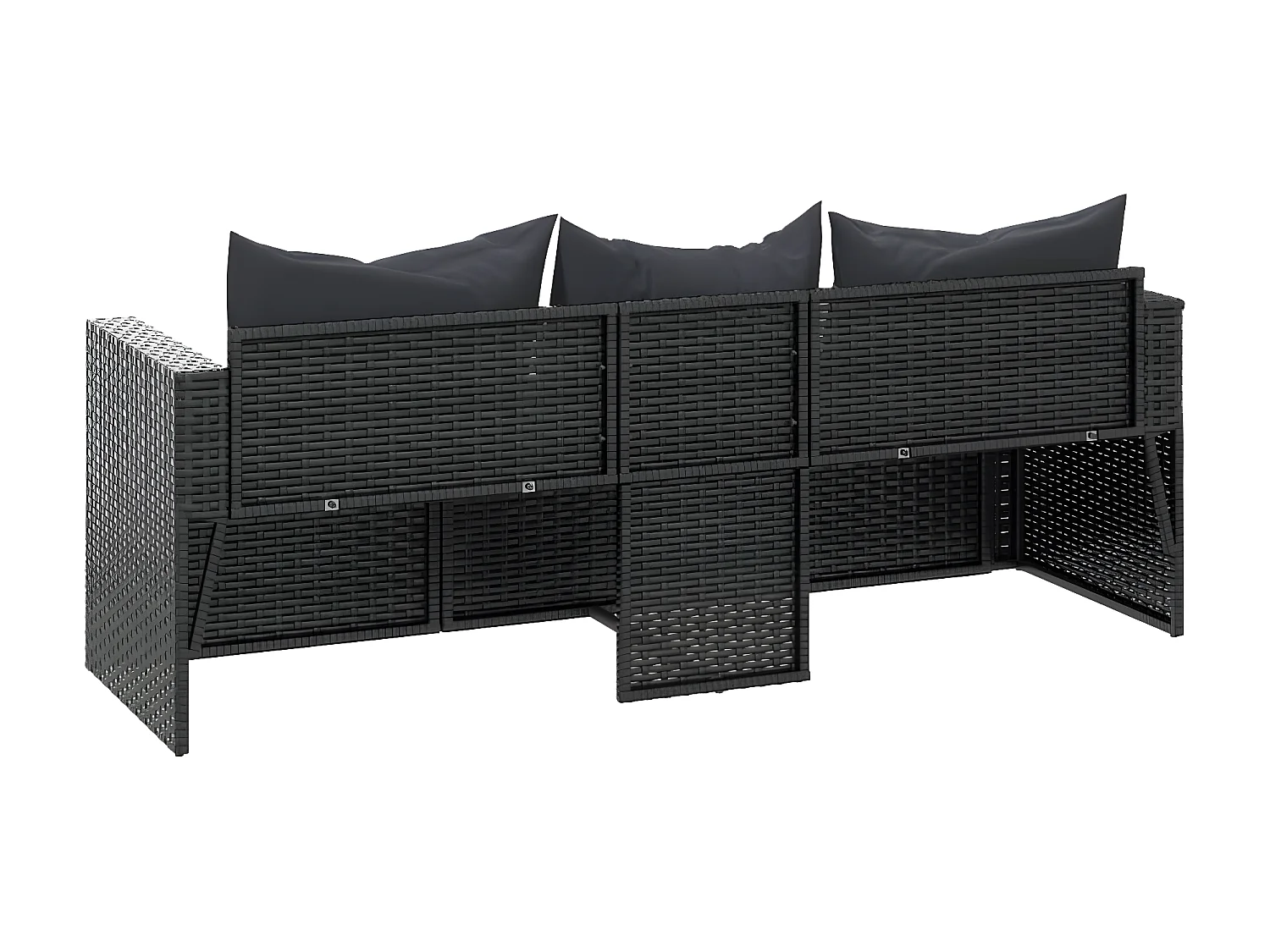 Sofá de jardín 3 plazas con cojines ratán sintético negro KOW64798