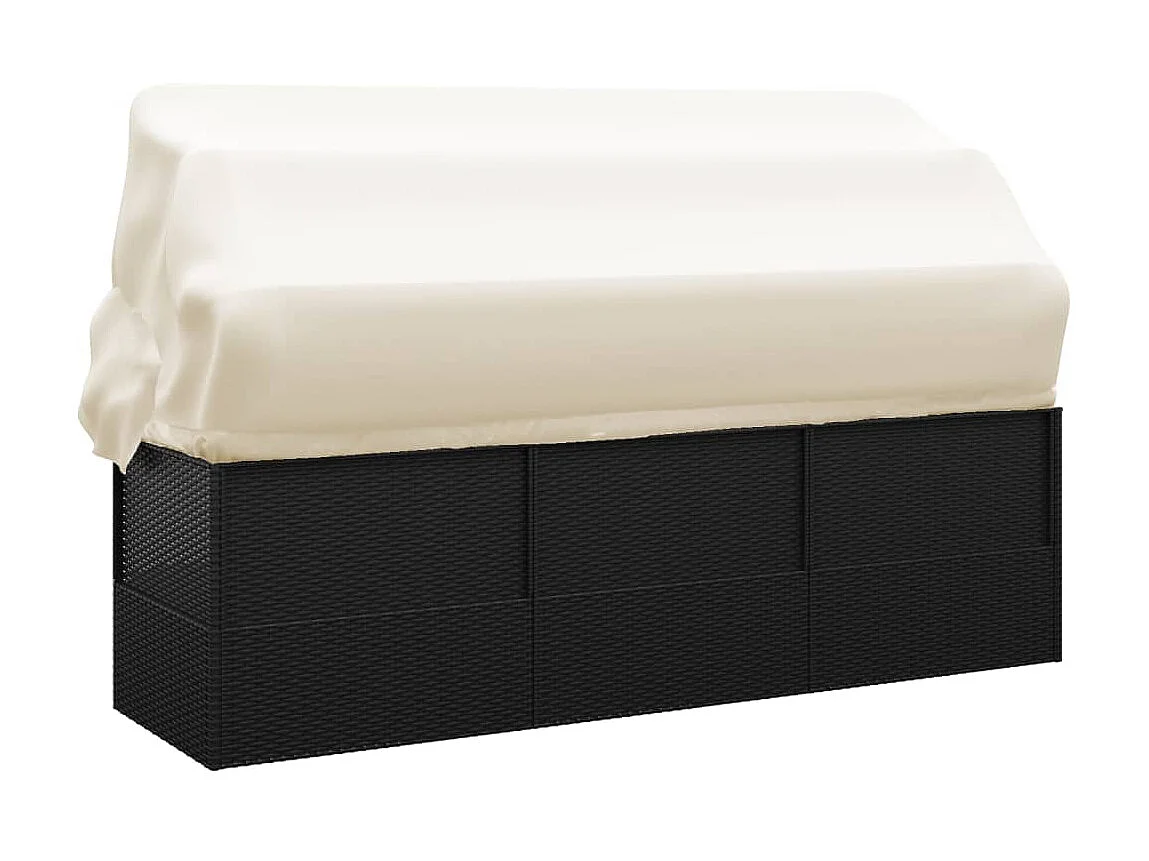 Sofá tumbona de jardín con toldo cojines ratán sintético negro ES96595