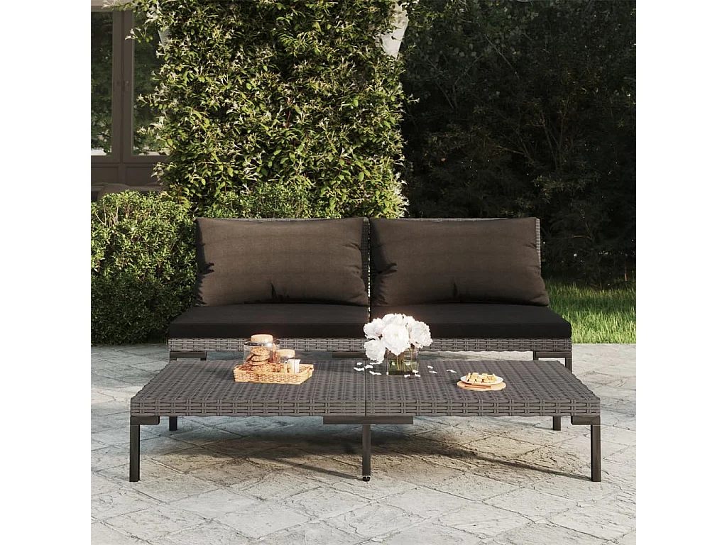 Canapés de jardin 2 pcs avec coussins Résine tressée demi-ronde PWRS84833