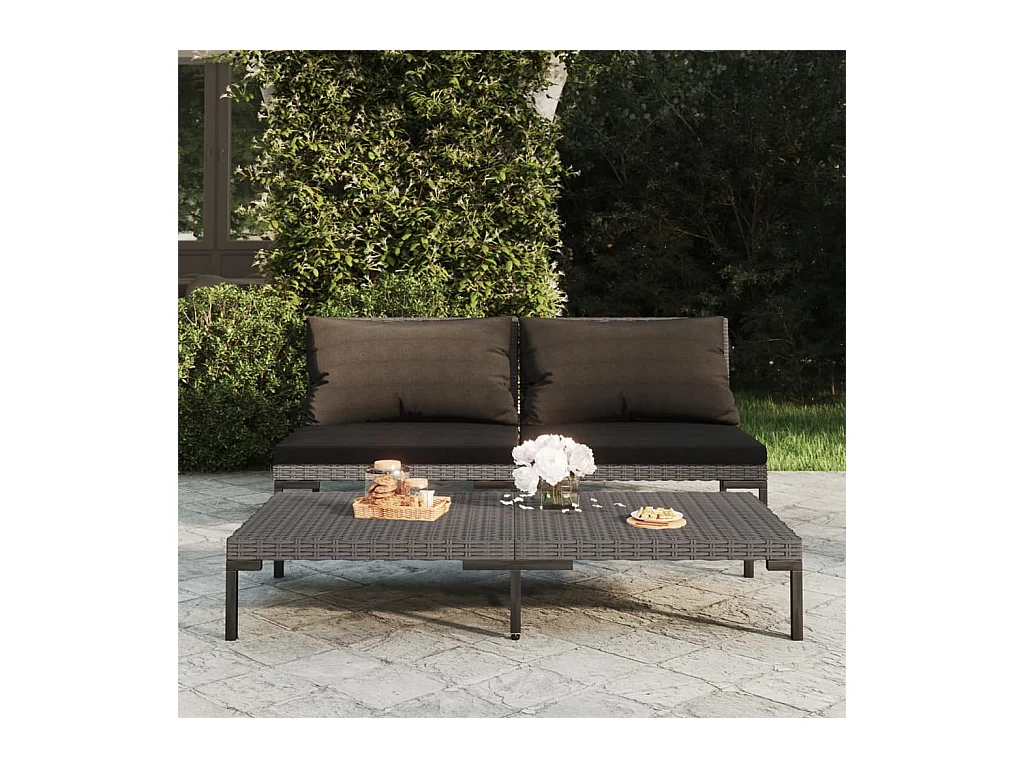 Canapés de jardin 2 pcs avec coussins Résine tressée demi-ronde PWRS84833